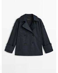 MASSIMO DUTTI - Cropped Trench Coat With Cuff Detail - Lyst