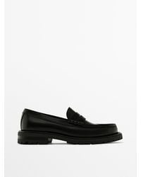 MASSIMO DUTTI - Track Sole Loafers With Penny Strap - Lyst