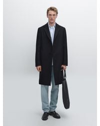 MASSIMO DUTTI - Langer Mantel Aus 100 Wolle Mit Revers - Lyst