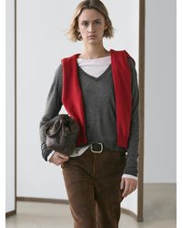 MASSIMO DUTTI - Silk And Wool Blend Knit Sweater - Lyst