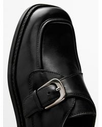 MASSIMO DUTTI - Leather Derby Shoes With Buckle - Lyst