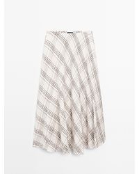 MASSIMO DUTTI - Soepelvallende Halflange Rok Met Ruiten - Lyst