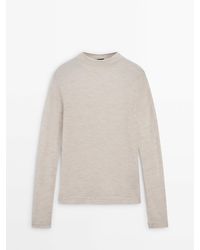 MASSIMO DUTTI - Long Sleeve Wool Blend T-Shirt With High Neck - Lyst