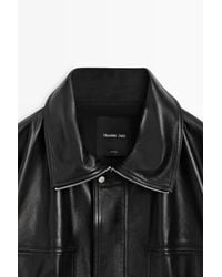 MASSIMO DUTTI - Nappa Leather Bomber Jacket - Lyst