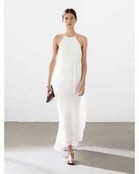 MASSIMO DUTTI - Long Pleated Dress With Gathered Detail - Lyst