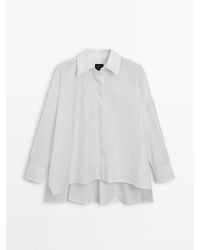 MASSIMO DUTTI - Poplin Shirt With Layered Collar Detail - Lyst