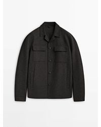 MASSIMO DUTTI - Double-Faced Wool Blend Overshirt With Pockets - Lyst