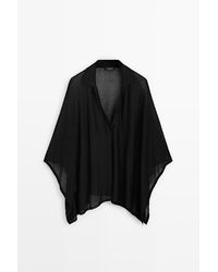 MASSIMO DUTTI - Soepelvallende Cape Met Polokraag En Metallic Details - Lyst