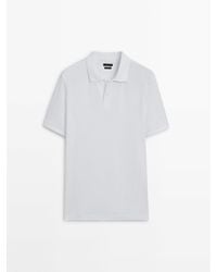 MASSIMO DUTTI - Microtextured Cotton Piqué Polo Shirt - Lyst