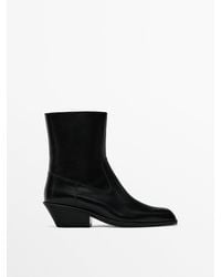 MASSIMO DUTTI - Heeled Square-Toe Ankle Boots - Lyst
