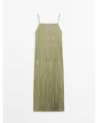 MASSIMO DUTTI - Linen Blend Pleated Strappy Dress - Lyst
