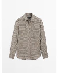 MASSIMO DUTTI - Regular Fit Linnen Overhemd Met Ruitjes - Lyst