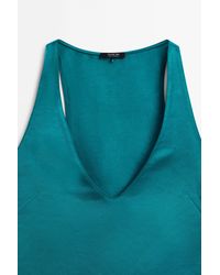 MASSIMO DUTTI - Satin Linen Blend V-Neck Top - Lyst