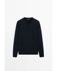 MASSIMO DUTTI - Tricot Trui Met V-Hals Van Katoenmix - Lyst