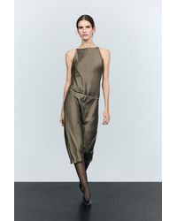 MASSIMO DUTTI - Satin Flowing Midi Dress - Lyst