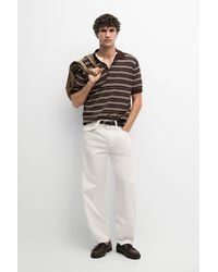 MASSIMO DUTTI - 100% Cotton Striped Knit Polo Sweater - Lyst