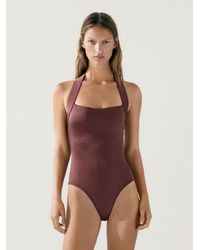 MASSIMO DUTTI - Shimmery Halter Swimsuit - Lyst