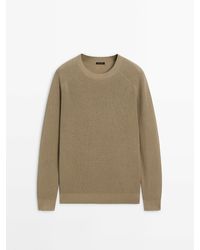 MASSIMO DUTTI - Crew Neck Sweater With Linen And Cotton - Lyst