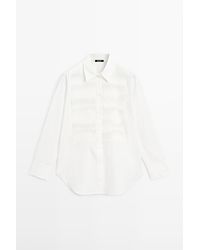 MASSIMO DUTTI - 100% Katoenen Overhemd Met Plastron - Lyst