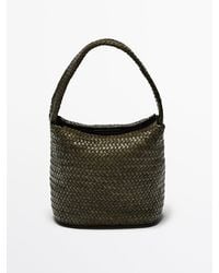 MASSIMO DUTTI - Woven Nappa Leather Bucket Bag - Lyst