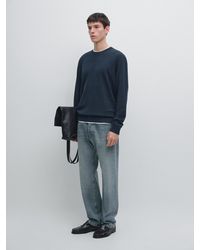 MASSIMO DUTTI - Knit Cotton And Wool Sweater With Crew Neck - Lyst