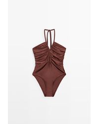 MASSIMO DUTTI - Glanzend Halterbadpak - Lyst