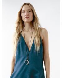 MASSIMO DUTTI - Vestido Largo Fluido Escote Pico - Lyst