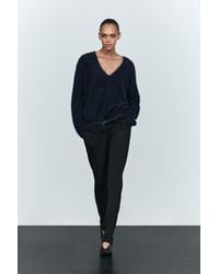 MASSIMO DUTTI - Oversize V-Neck Knit Sweater - Lyst