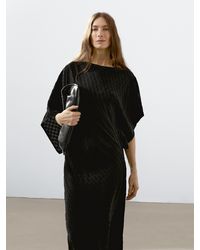 MASSIMO DUTTI - Long Flowing Dress With Textured Detail - Lyst