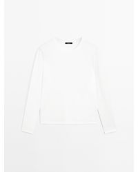 MASSIMO DUTTI - T-Shirt Met Lange Mouw En Naden - Lyst