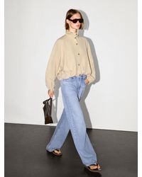 MASSIMO DUTTI - High Neck Linen Blend Bomber Jacket - Lyst