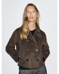 MASSIMO DUTTI - Kurzer Mantel Aus Wollmischgewebe Mit Doppelter Knopfleiste - Lyst