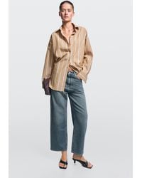MASSIMO DUTTI - Mid-Waist Cropped Wide-Leg Jeans - Lyst
