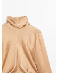MASSIMO DUTTI - Flowing Satin Bow Blouse - Lyst