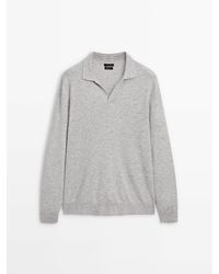 MASSIMO DUTTI - Wool Blend Knit Polo Sweater - Lyst