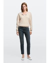 MASSIMO DUTTI - Mid-Waist Slim Fit Cropped Jeans - Lyst