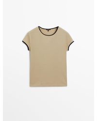 MASSIMO DUTTI - Short Sleeve Contrast T-Shirt - Lyst