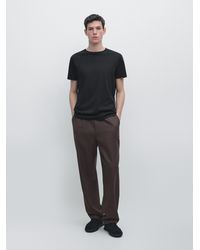 MASSIMO DUTTI - Short Sleeve Knit Wool Blend T-Shirt - Lyst