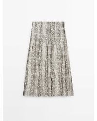 MASSIMO DUTTI - Halflange Rok Van Wolmix Met Slangenprint - Lyst