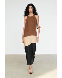 MASSIMO DUTTI - Combined Linen Blend Midi Dress - Lyst