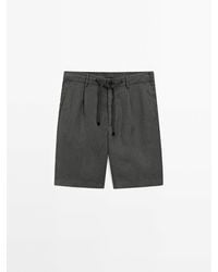 MASSIMO DUTTI - 100% Linnen Bermuda - Lyst