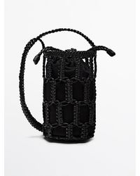 MASSIMO DUTTI - Nappa Leather Woven Mini Bucket Bag - Lyst