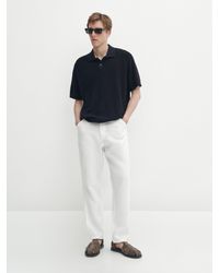 MASSIMO DUTTI - Short Sleeve Knit Polo Shirt - Lyst