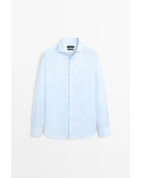 MASSIMO DUTTI - Slim Fit Striped 100% Cotton Shirt - Lyst