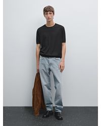 MASSIMO DUTTI - Short Sleeve Knit Wool Blend T-Shirt - Lyst