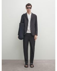 MASSIMO DUTTI - Technical Cotton Suit Trousers - Marineblau - S - Lyst