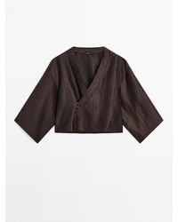 MASSIMO DUTTI - Kimono Met Overslag Van Linnenmix - Lyst