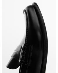 MASSIMO DUTTI - Leather Loafers With Penny Strap - Lyst