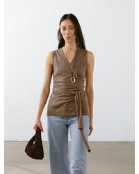 MASSIMO DUTTI - Top Cache-Cœur En Maille De Lin Mélangé - Lyst
