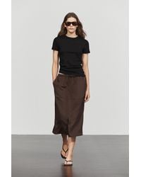 MASSIMO DUTTI - Elastic Waist Flowing Midi Skirt - Lyst